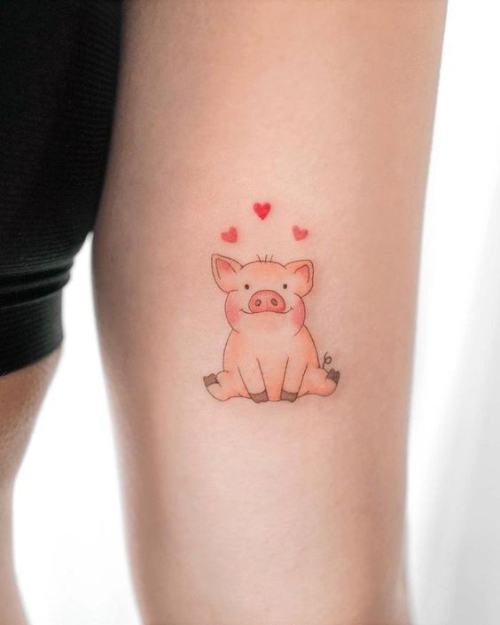 tattoo mini lợn con đáng yêu cho tuổi hợi