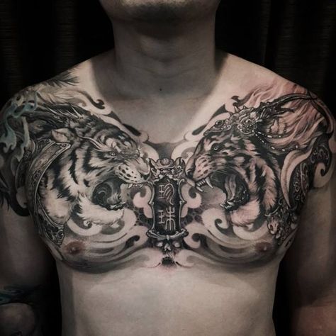 chọn tattoo cặp hổ cực ngầu trên ngực