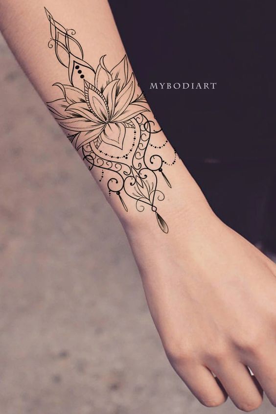 nét đẹp sang trọng với mẫu tattoo ở cổ tay