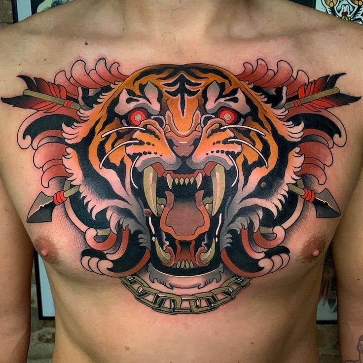 thể hiện sự mạnh mẽ với mẫu tattoo full ngực