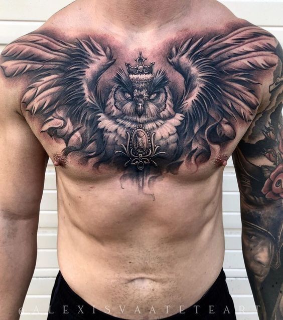 ý tưởng tattoo bít ngực mẫu cú mèo cực ngầu