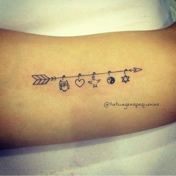 tattoo mini mũi tên và các chi tiết khác thu hút may mắn