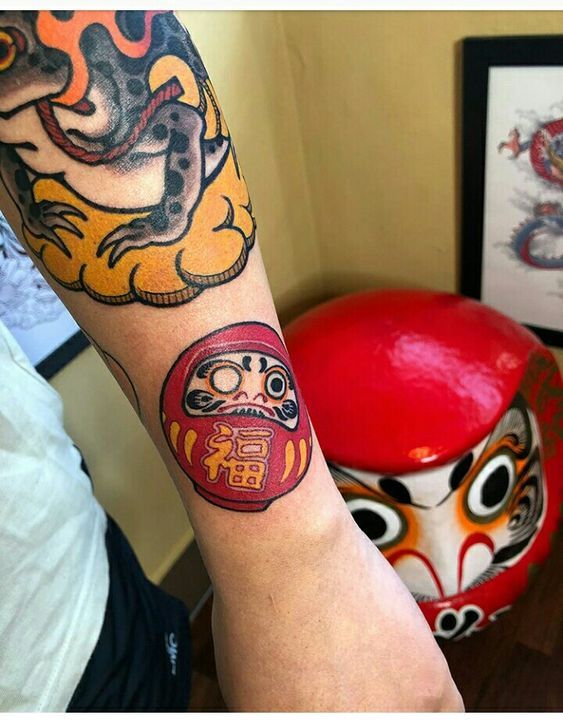 hình xăm daruma nhỏ ở cổ tay