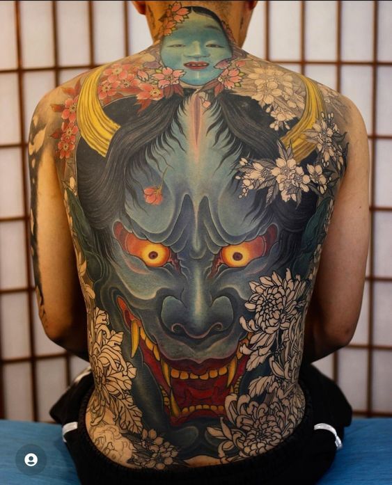 tattoo mặt quỷ kết hợp đầu người