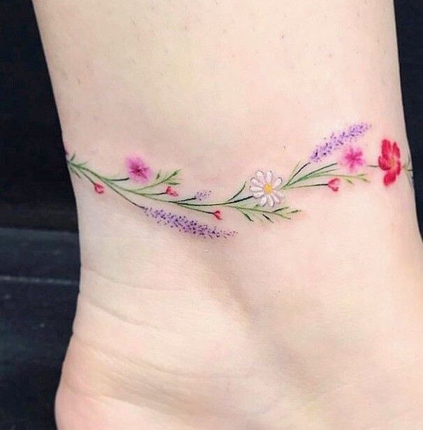 Mẫu tattoo vòng chân dễ thương