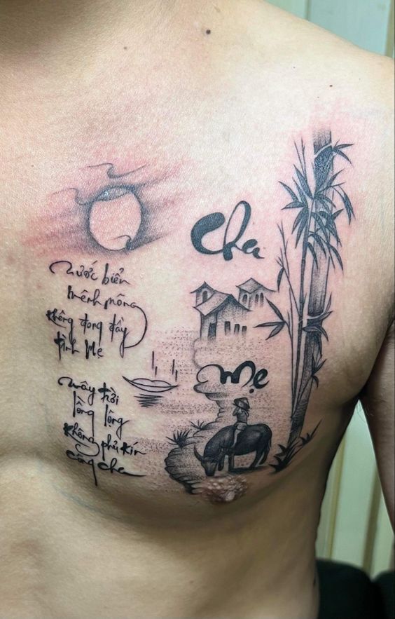 ý tưởng tattoo nghệ thuật về công ơn của cha mẹ