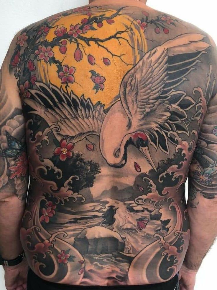 tattoo con cái hạc rất rất hóa học full lưng