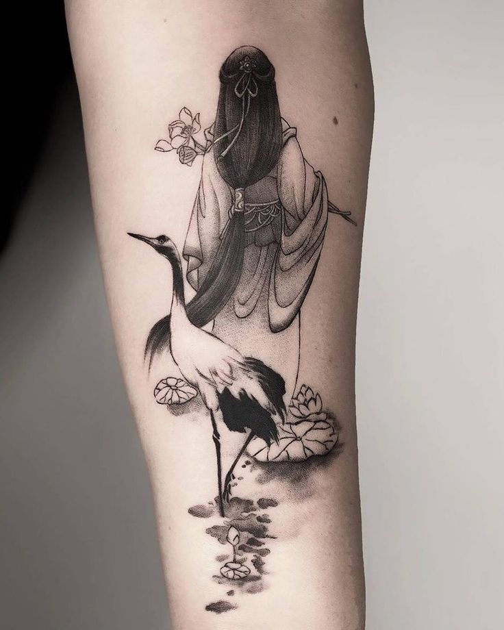 tattoo người và hạc rất rất đẹp