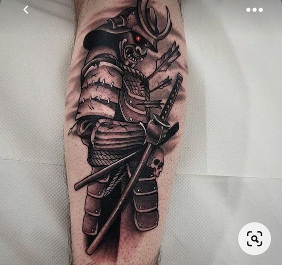 tattoo mặt quỷ samurai bị trúng tên