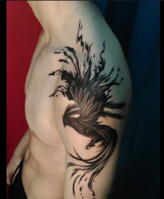 tattoo phượng hoàng màu đen cực ngầu