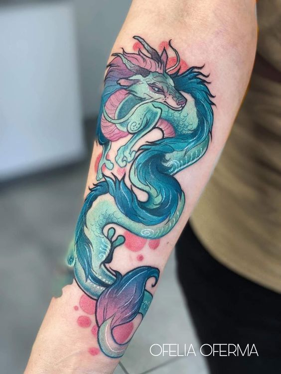 tattoo rồng xanh nước biển ở cẳng tay đẹp