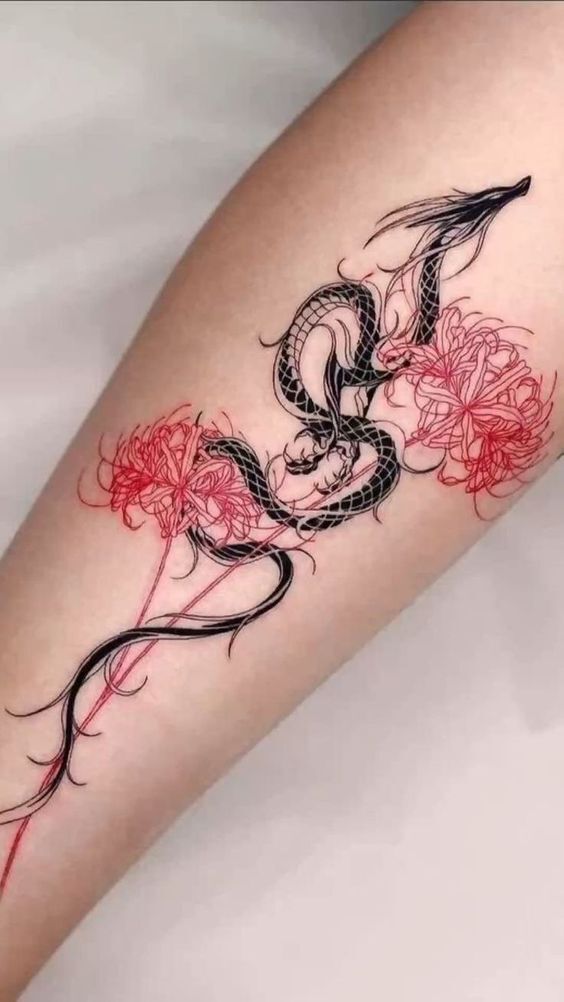 Tattoo hoa bỉ ngạn ở tay tinh tế