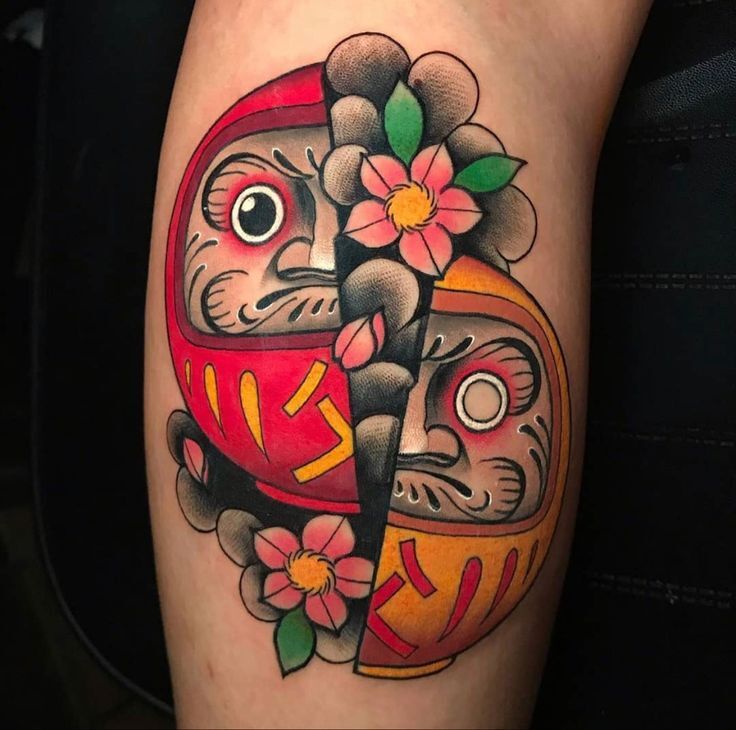 mẫu tattoo Daruma đại diện cho may mắn và sự kiên trì