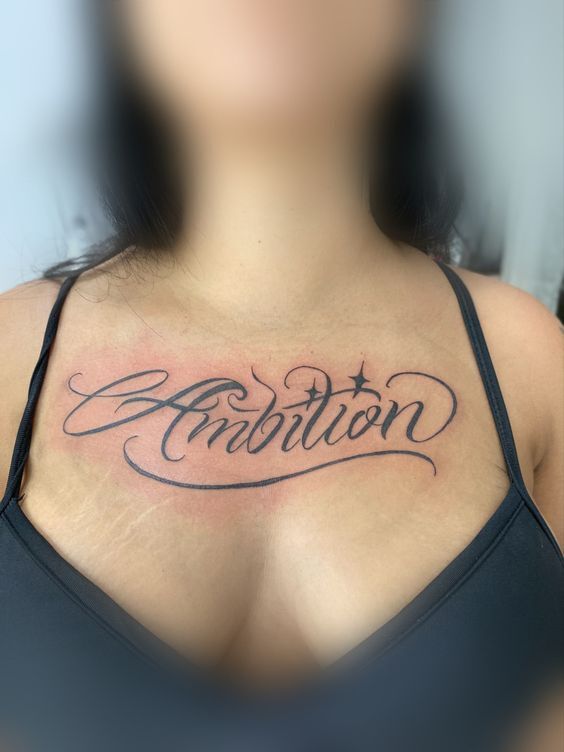 mẫu xăm chữ ambition nghệ thuật