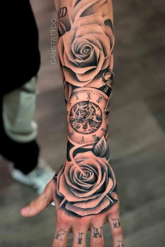 tatto hoa hồng siêu bắt mắt cho nam