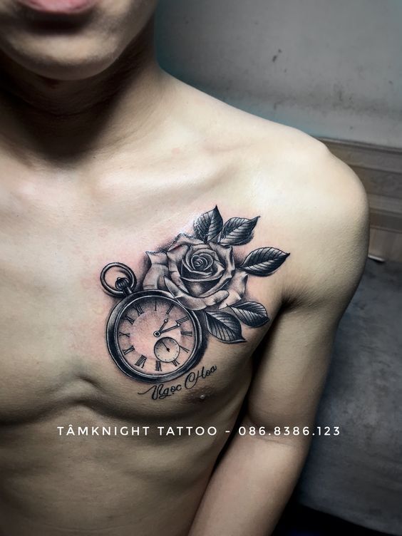 tatto hoa hồng siêu tinh tế cho nam