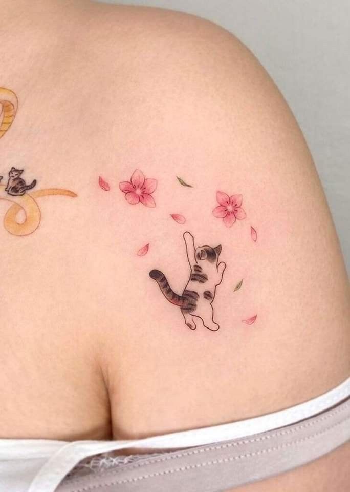 mẫu tattoo dành cho nữ thích mèo