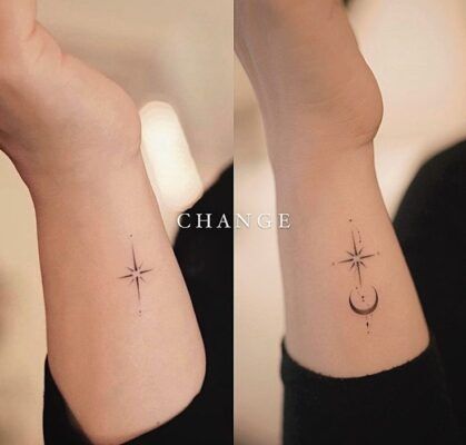 mẫu tattoo mặt trăng và ngôi sao