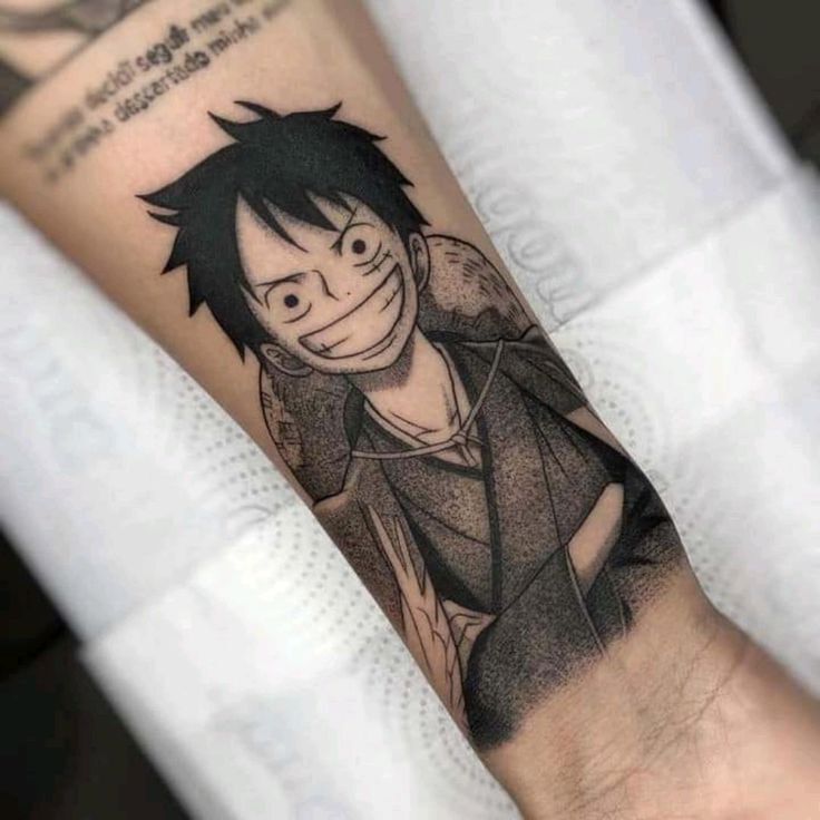 tattoo nhân vật luffy trong bộ manga